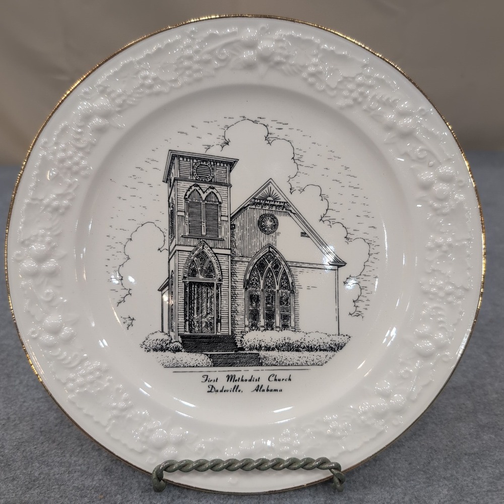 First Methodist Church Dadeville Alabama Homer Laughlin Plate Gold Rim - Picture 1 of 3